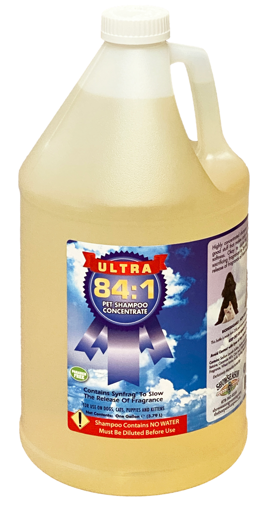 Showseason Ultra 84:1 Pet Shampoo Concentrate in 1 gallon bottle. 