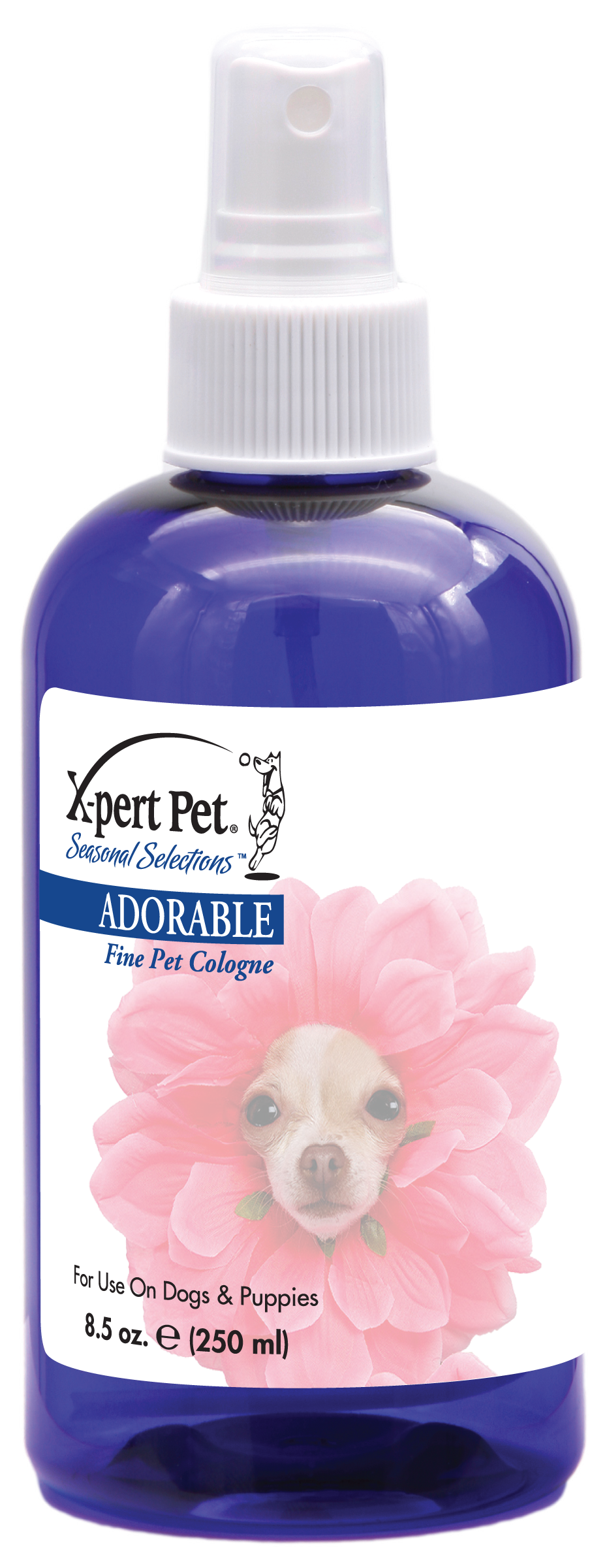 Xpert Pet Seasonal Selections Adorable Fine Pet Cologne in 8.5 ounce pump spray bottle. 