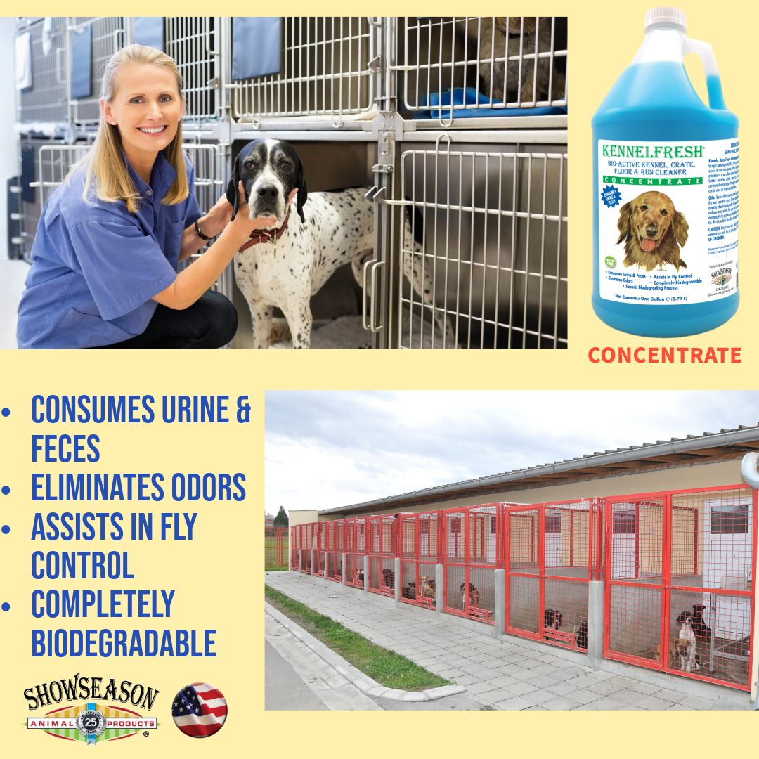 KennelFresh concentrate with kennels and product benefits shown.