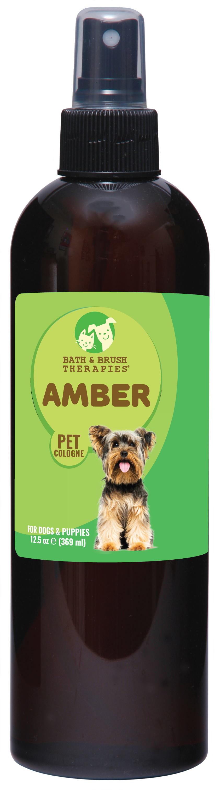 Amber Pet Cologne in 12.5 ounce pump spray bottle. 