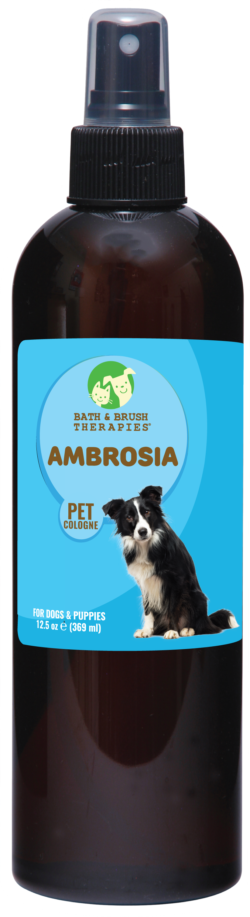 Ambrosia Pet cologne in 12.5 ounce pump spray bottle. 