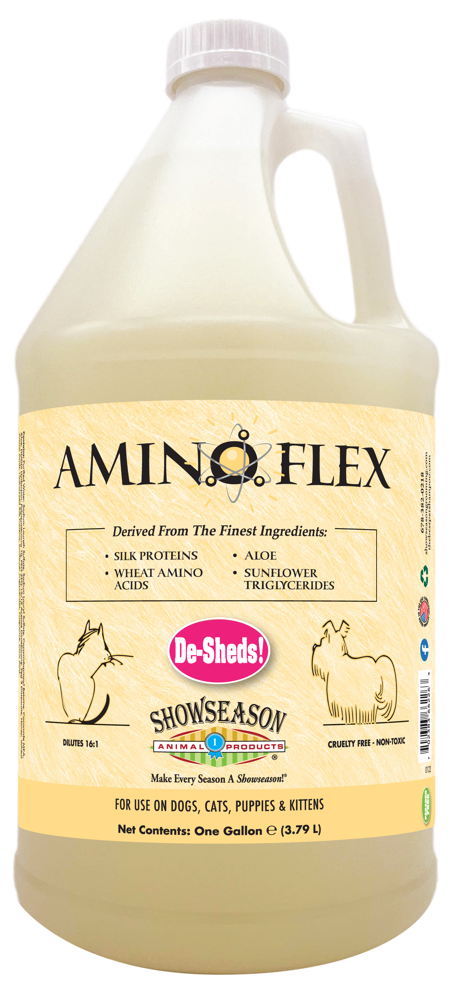 Amino Flex DeShed Pet Shampoo in one gallon bottle. 