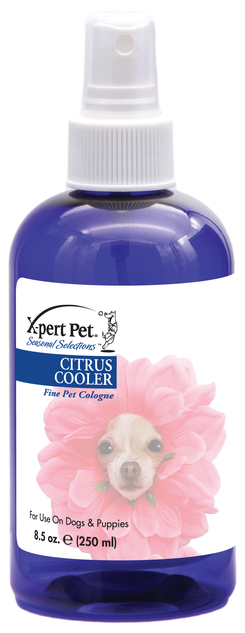 Xpert Pet Seasonal Selection Citrus Cooler Fine Pet Cologne in 8.5 ounce pump spray bottle. 