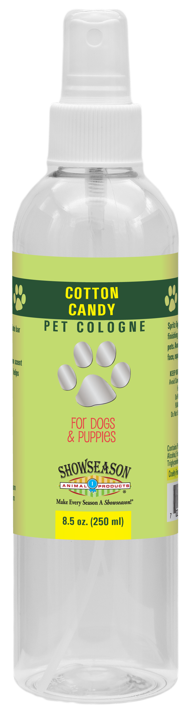 Cotton Candy Pet Cologne in 8.5 ounce pump spray bottle. 