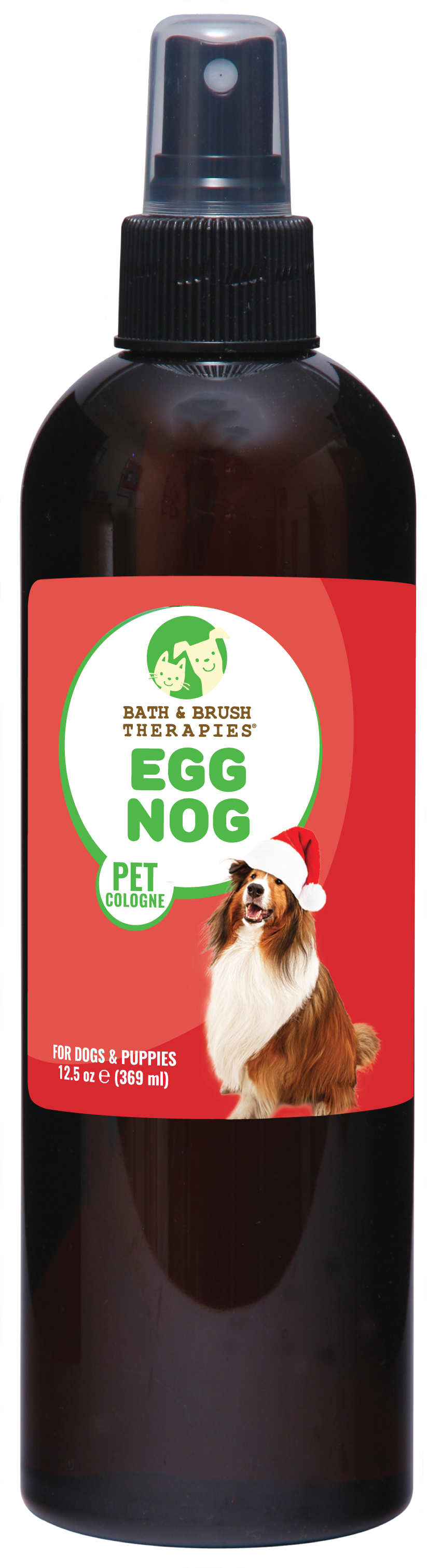 Egg Nog Pet Cologne in 12.5 ounce pump spray bottle. 