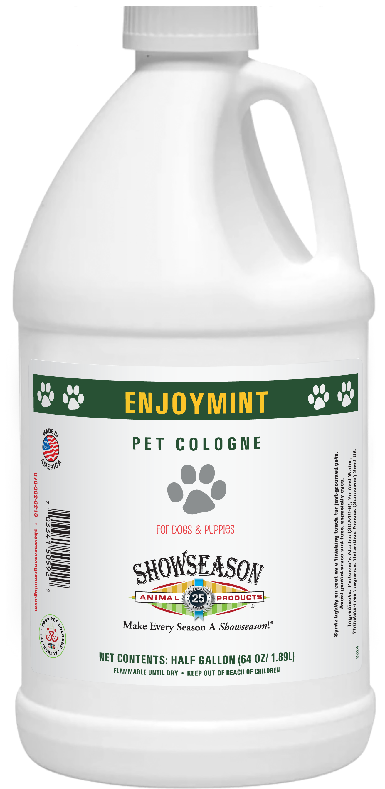 Enjoymint Pet Cologne in half gallon bottle. 