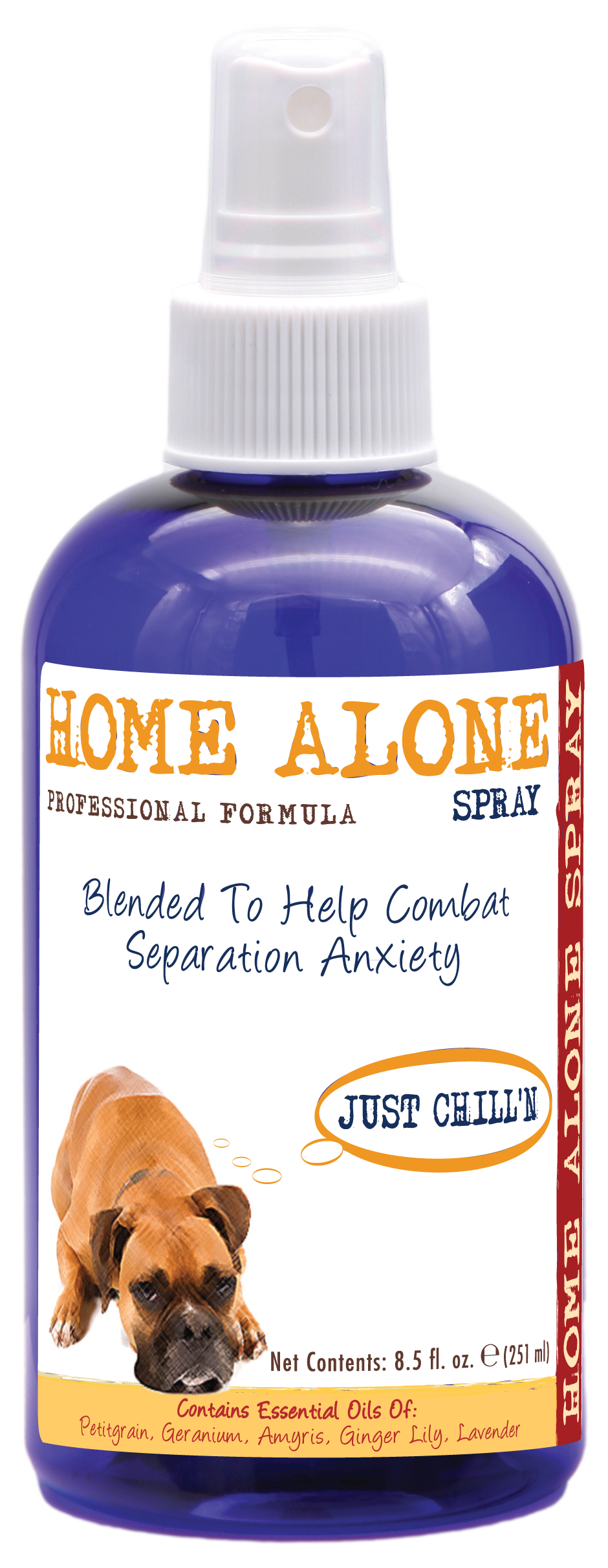 Home alone professional Separation anxiety spray in 8.5 pump spray bottle. 
