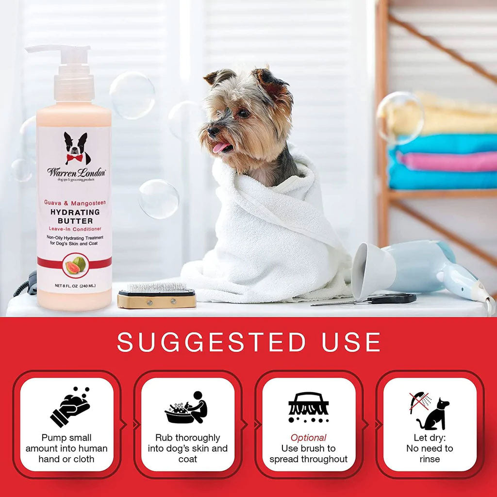 Product with a little dog on it that shows the suggested use. 