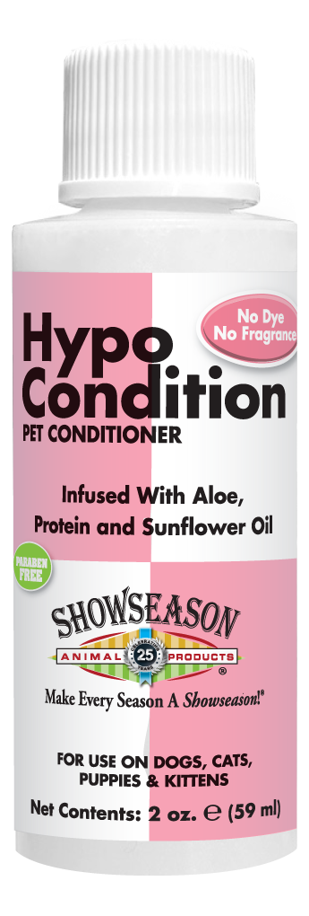 Hypo Condition Pet Conditioner with product information in 2 ounce bottle. 