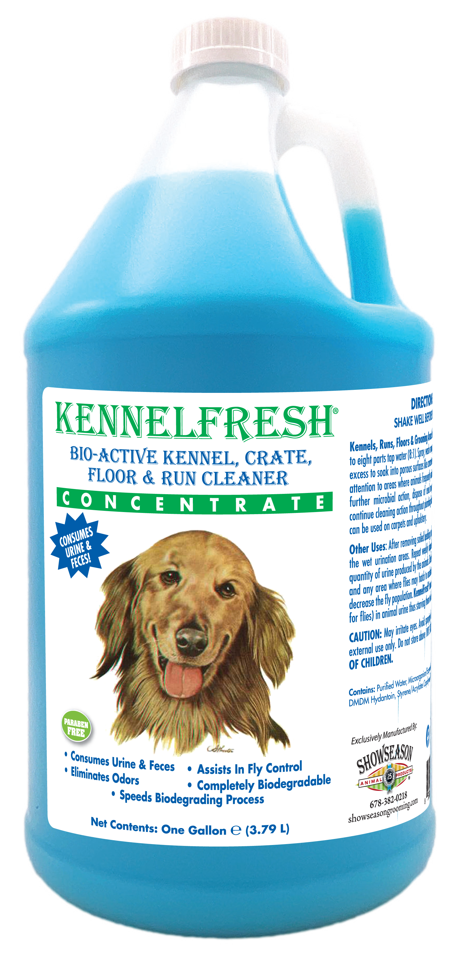 Kennel Fresh Bio-active kennel, crate, floor & run cleaner one gallon with product information 