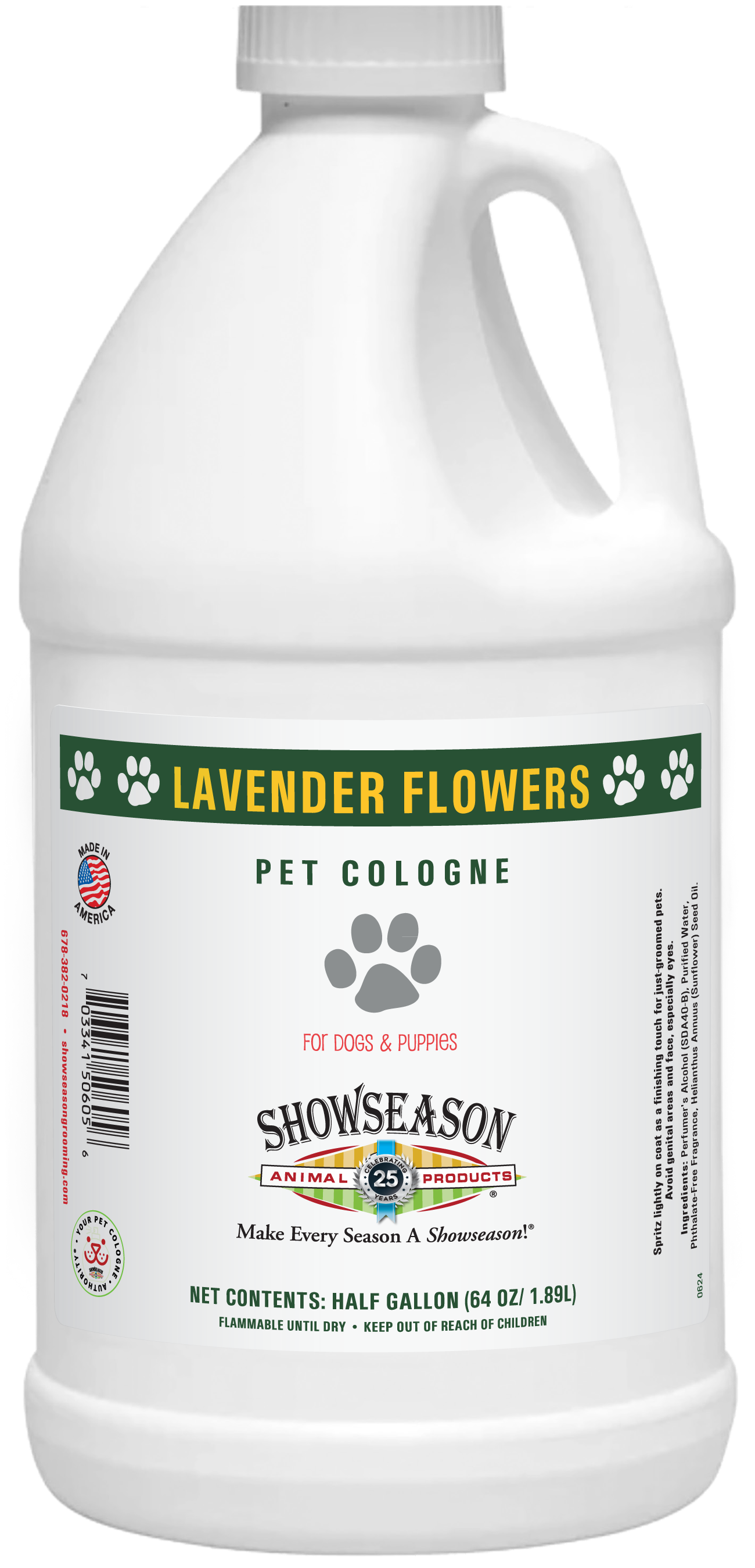 Lavender Flowers Pet Cologne in 1 gallon bottle. 