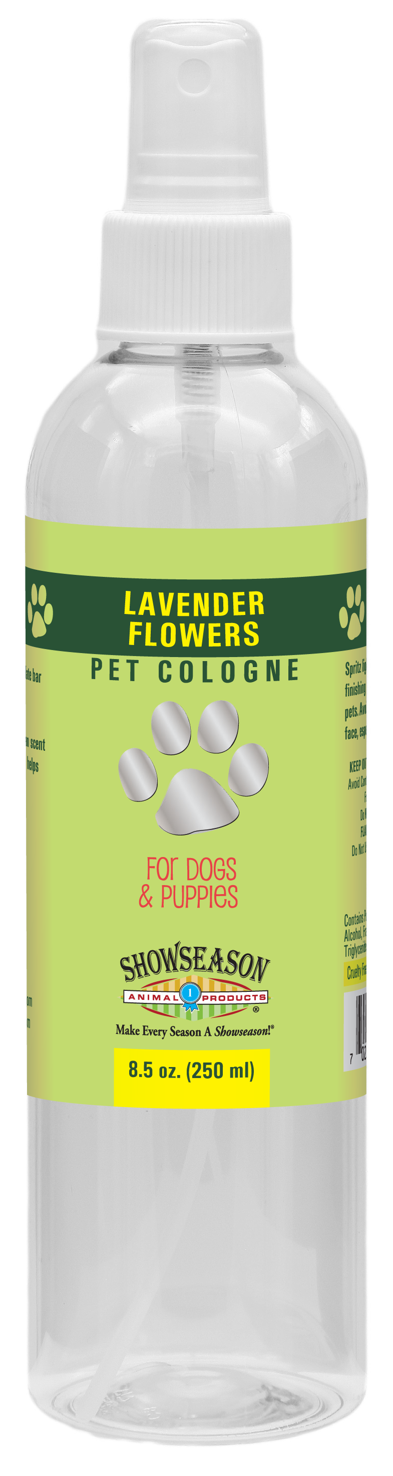 Lavender Flowers Pet Cologne in 8.5 ounce pump spray bottle. 