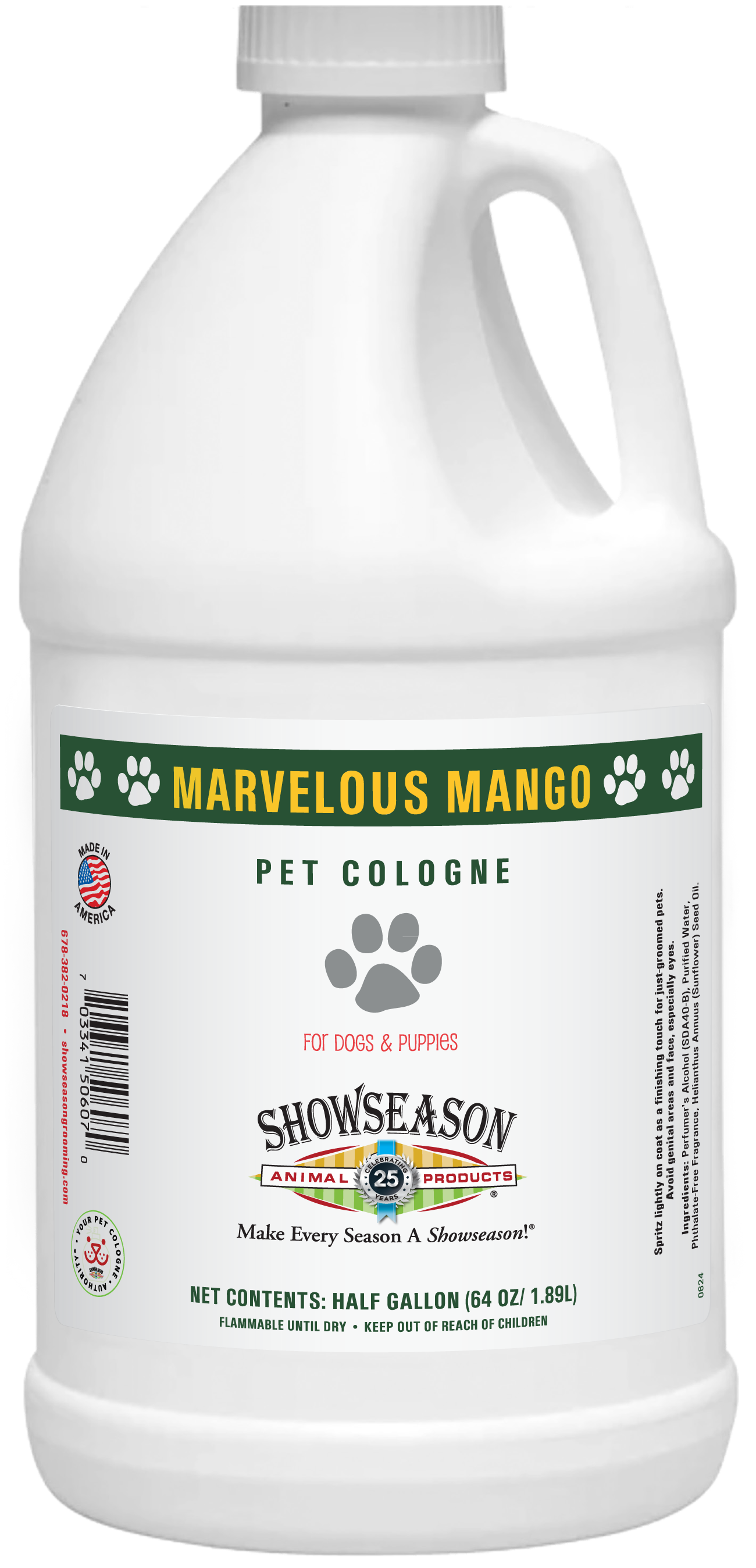 Marvelous Mango Pet Cologne in 1 gallon bottle. 
