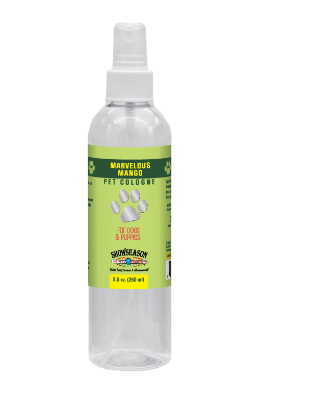 Marvelous Mango Pet Cologne in 8.5 ounce pump spray bottle.