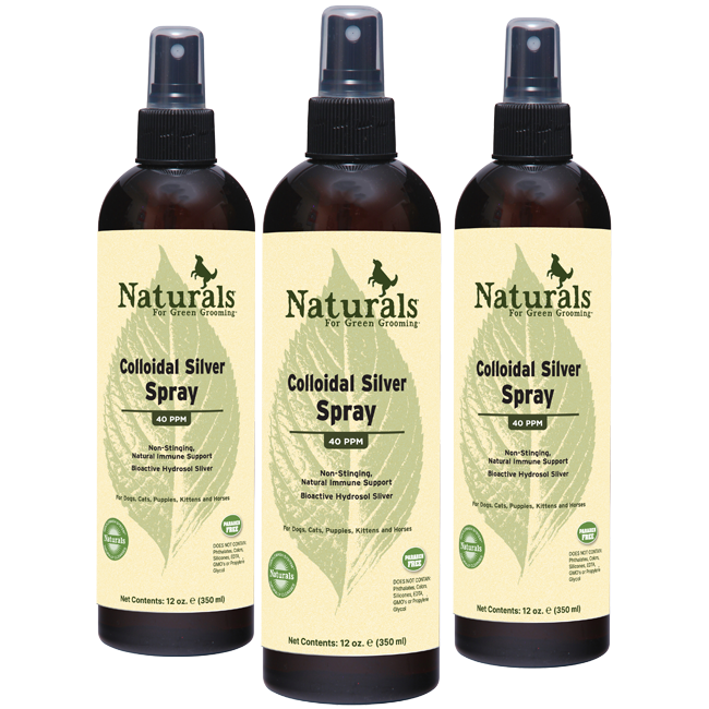 Naturals for green grooming colloidal silver spray 12oz in group of three 
