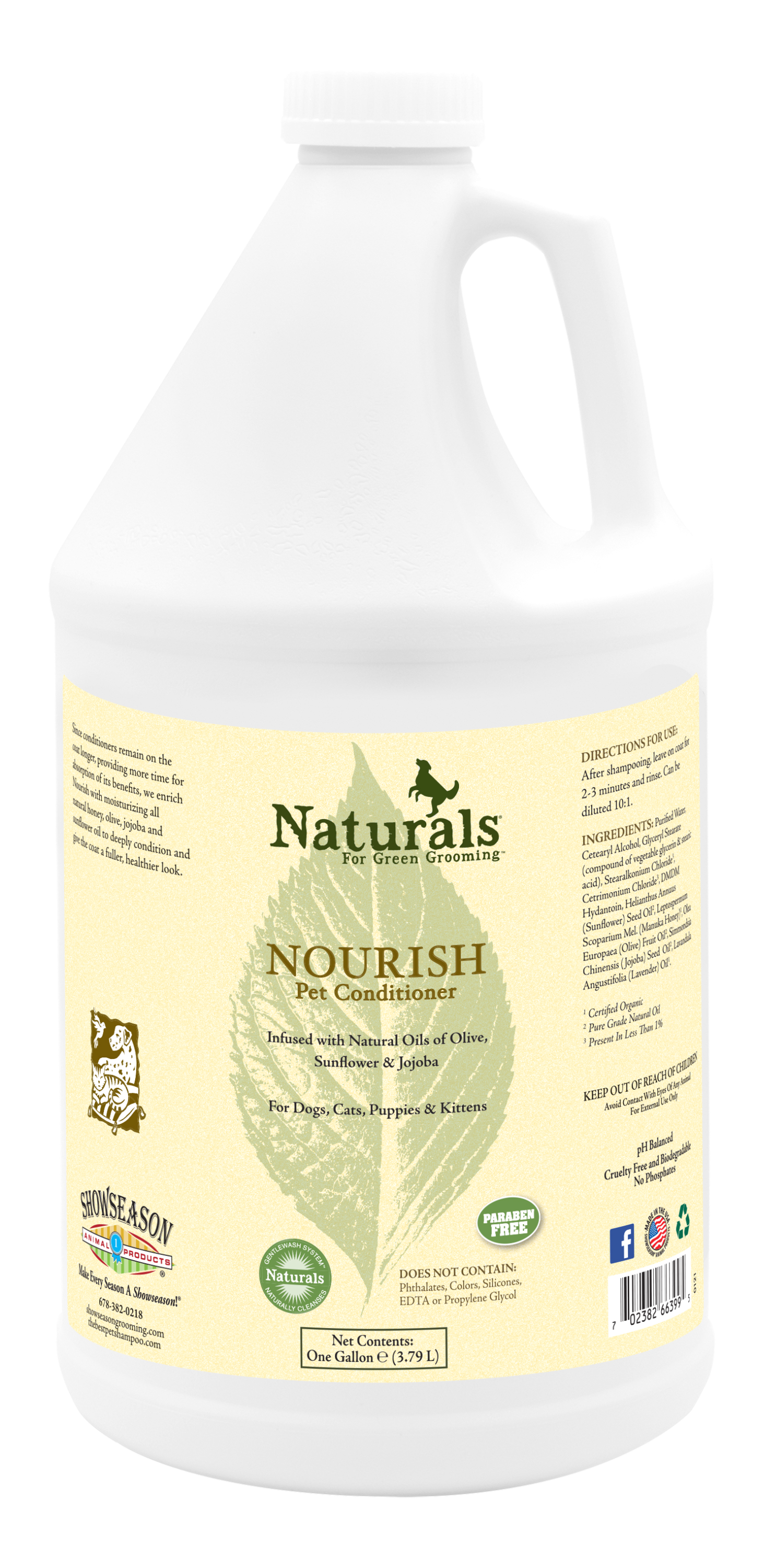 Naturals for green grooming Nourish pet conditioner in 1 gallon bottle. 
