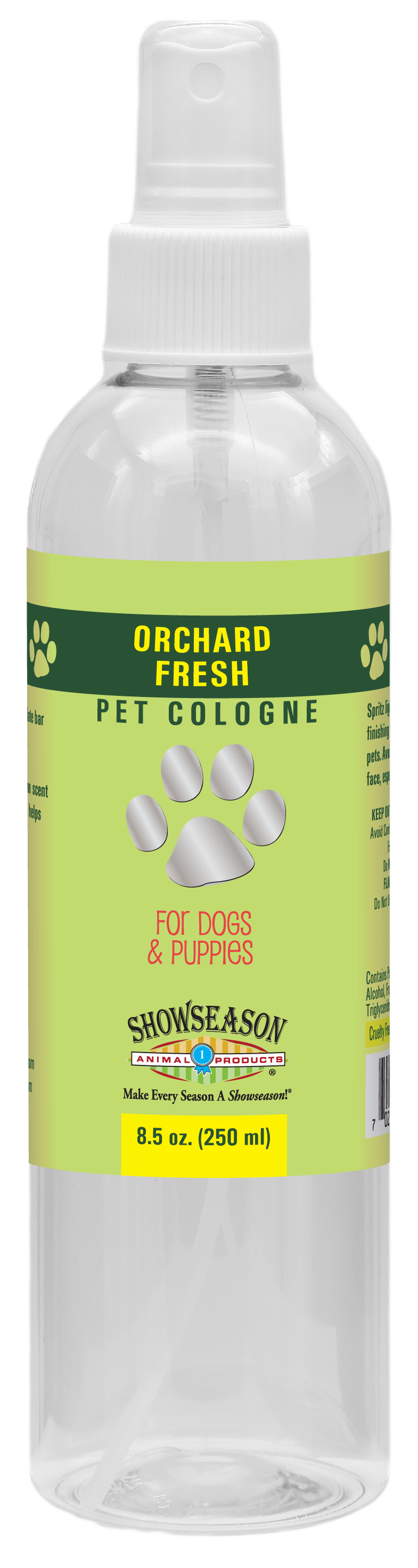 Orchard Fresh Pet Cologne in 8.5 ounce pump spray bottle. 