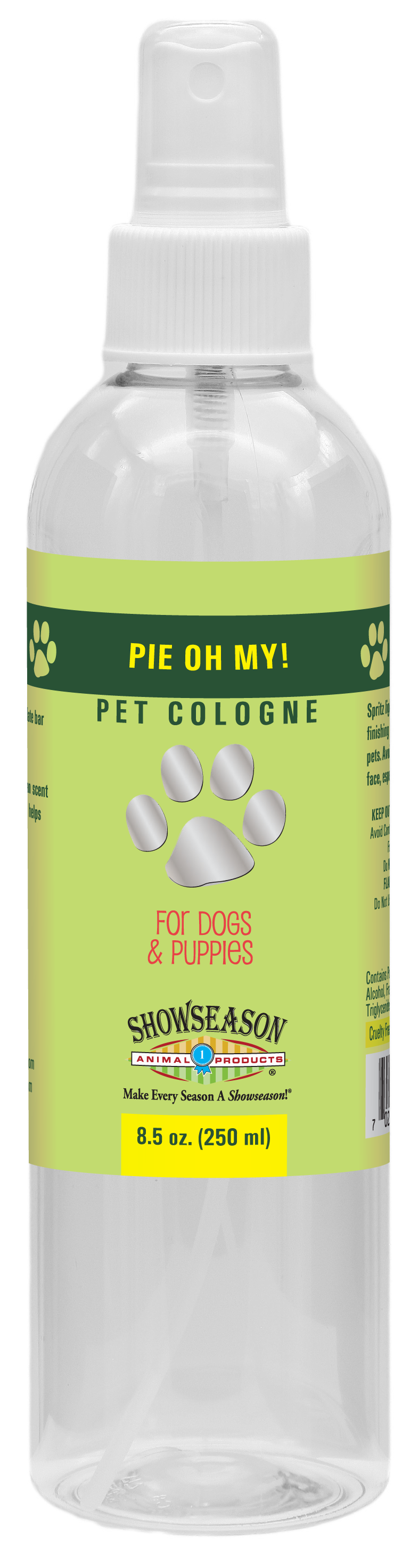 Pie oh My! Pet Cologne 8.5 ounce pump spray bottle. 