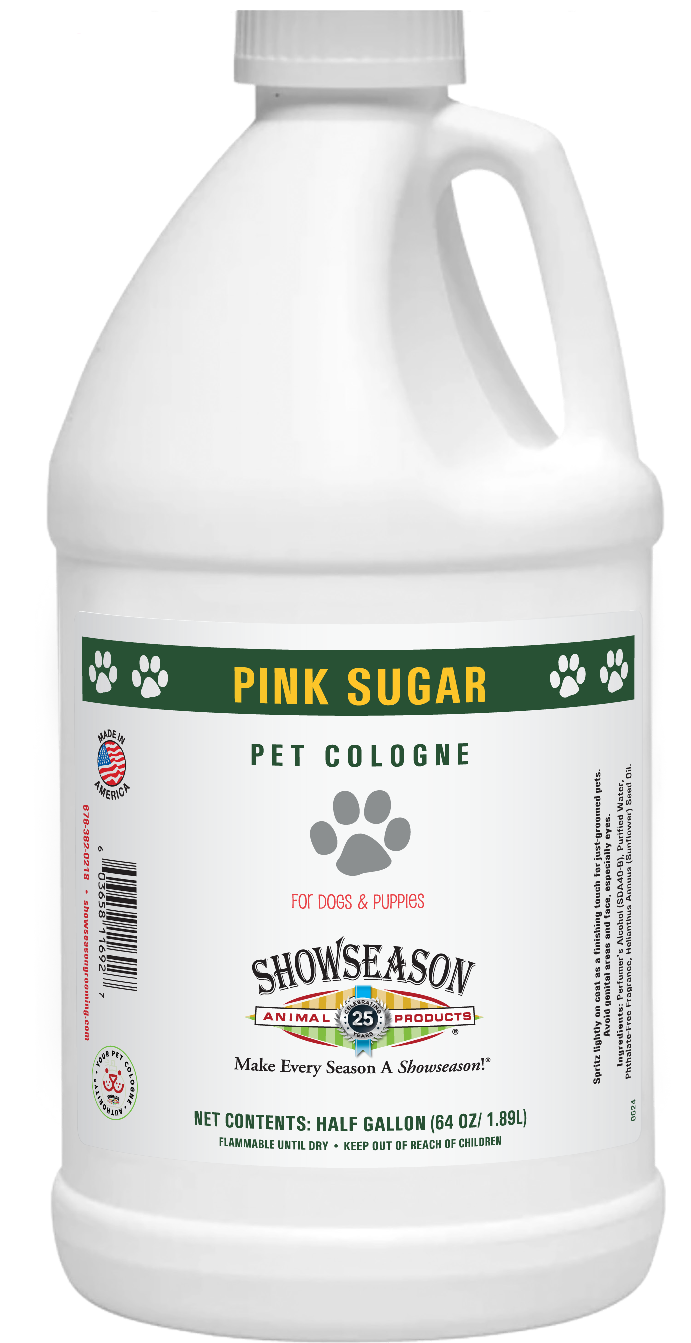 Pink sugar pet cologne in 1 gallon bottle. 