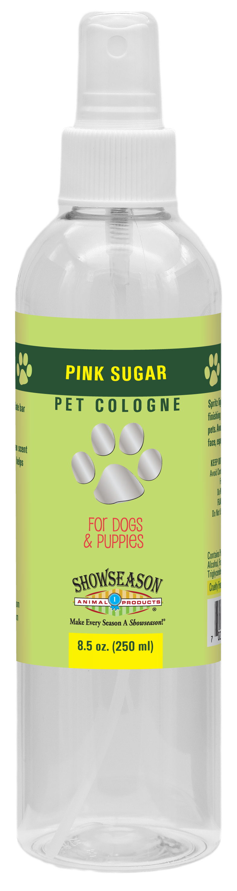 Pink sugar pet cologne in 8.5 ounce pump spray bottle. 