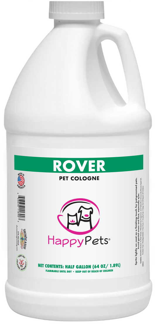 Happy Pets Rover Pet Cologne in a half gallon bottle. 