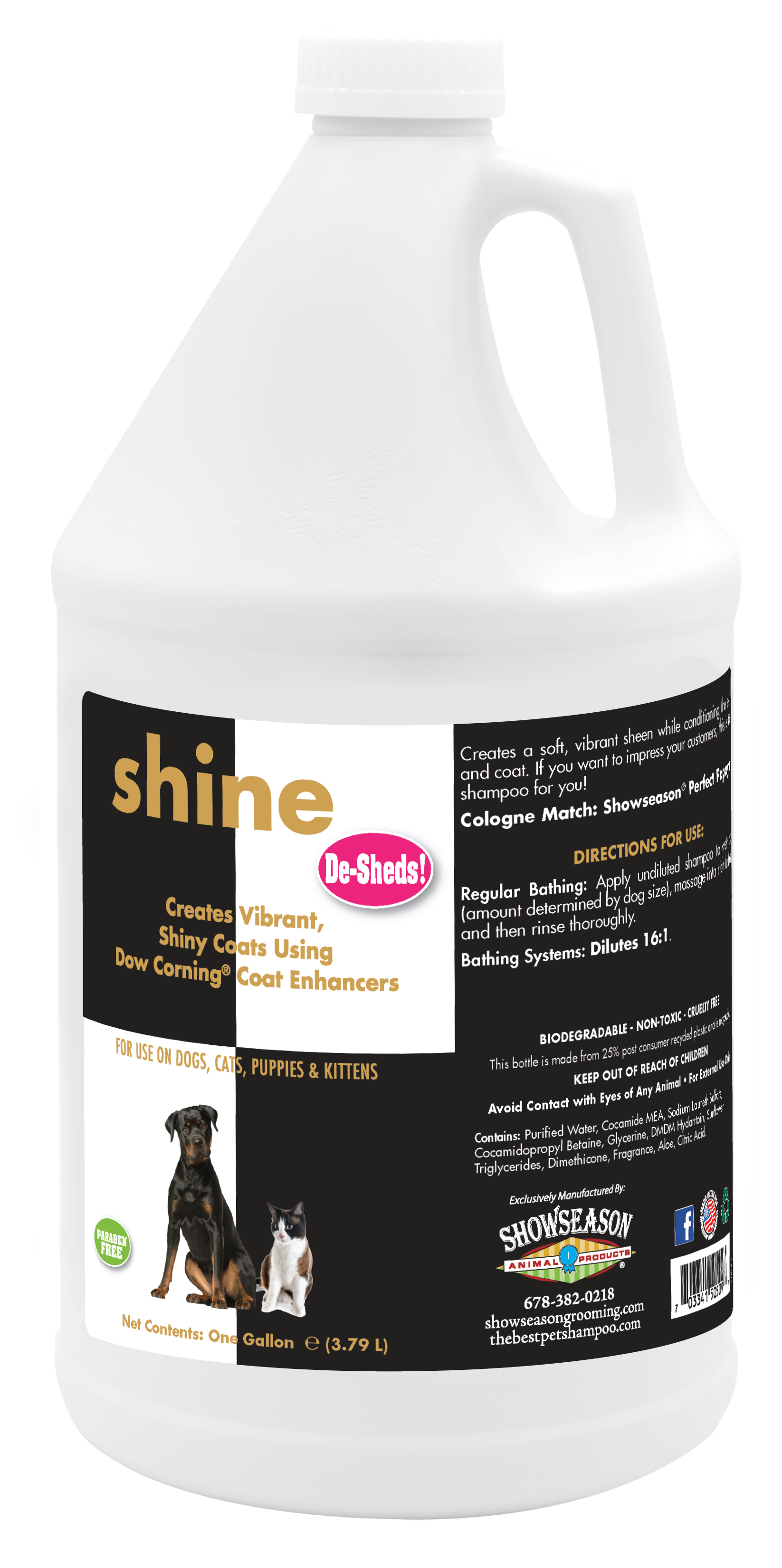Shine Deshed Shampoo in a one gallon bottle. 