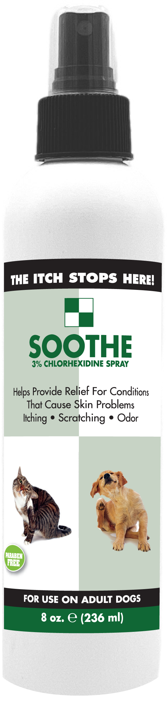 Soothe Pet Spray Itch relief 8 ounce spray bottle.