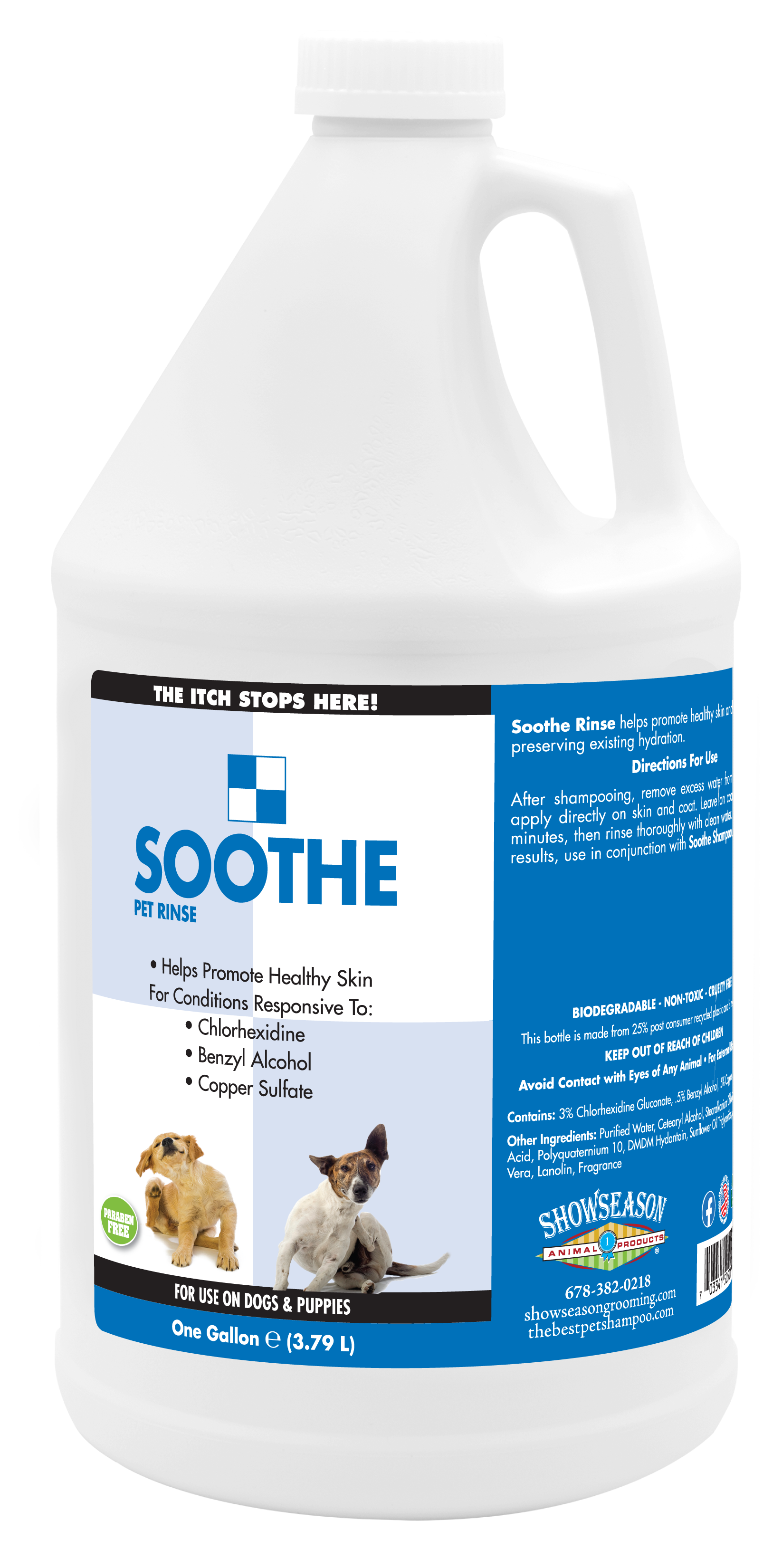 Soothe pet rinse conditioner in 1 gallon bottle. 