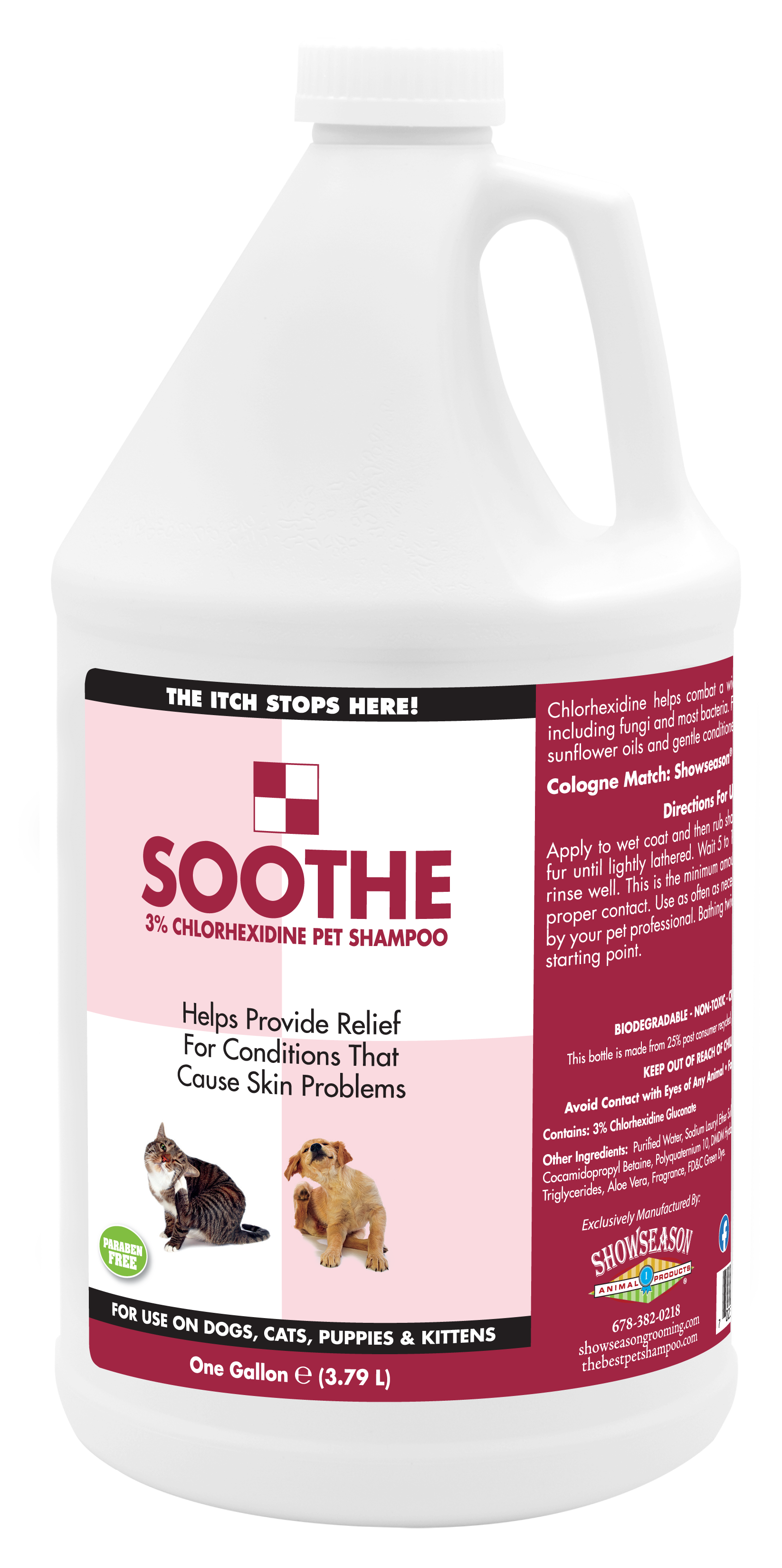 Soothe Pet Shampoo in 1 gallon bottle. 