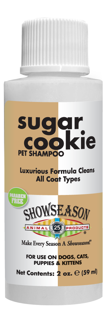 Sugar Cookie Pet Shampoo in 2 ounce bottle. 