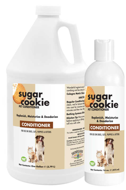 Sugar cookie Conditioner in two sized bottles, 1 gallon and 16 ounces. 