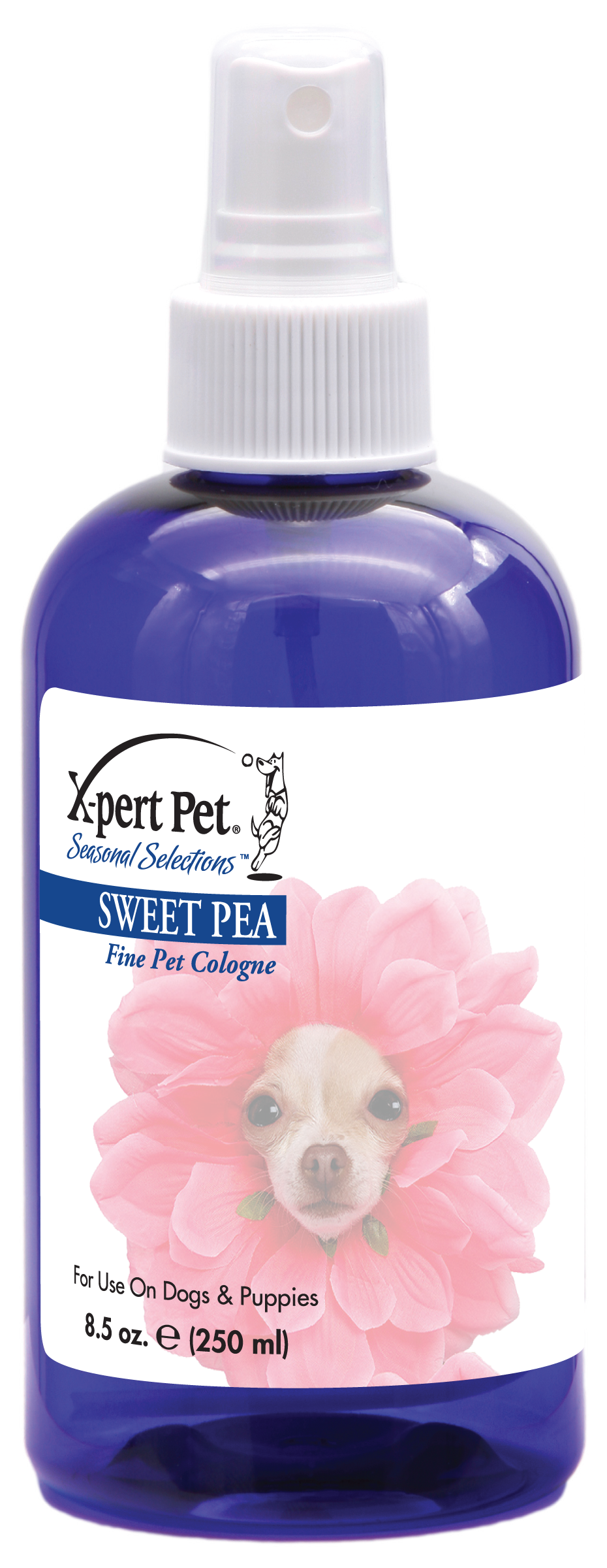 X-Pert Pet Seasonal Selections Sweet Pea Scent Fine Pet Cologne in 8.5 oz spray bottle. 