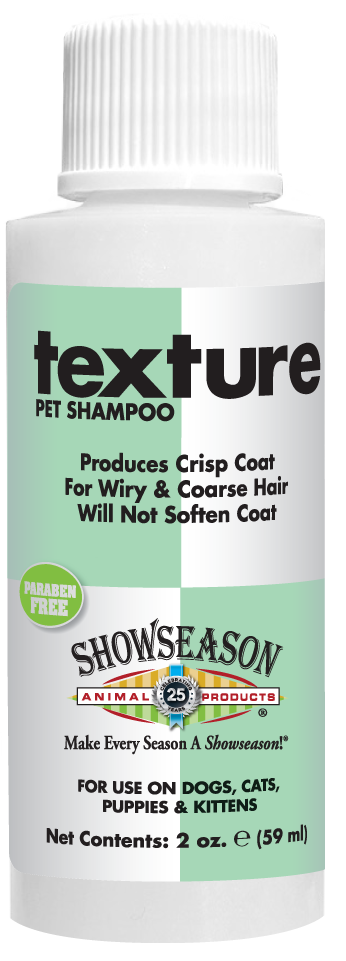 Texture Pet Shampoo in 2 ounce bottle. 