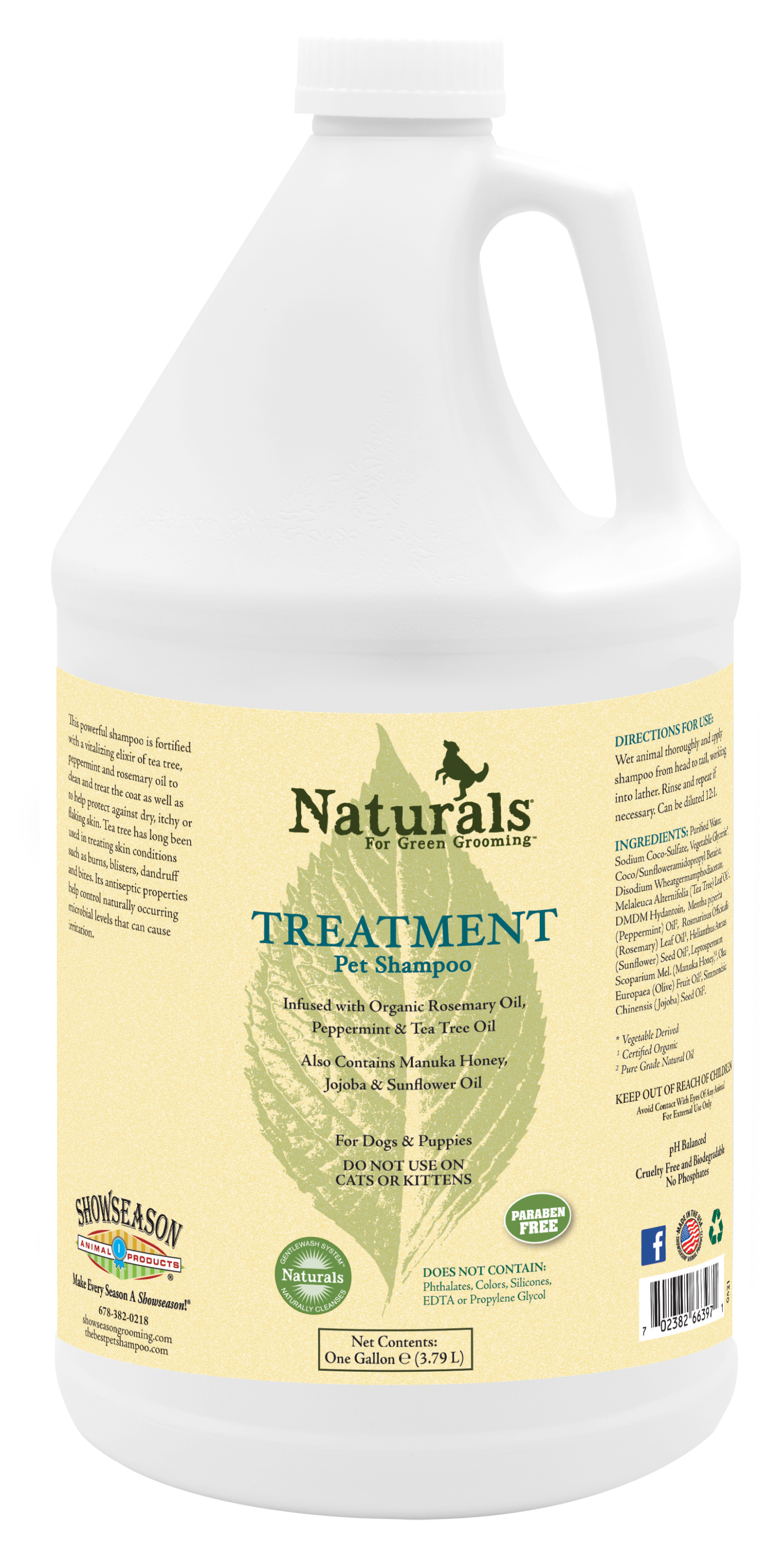 Naturals for Green Grooming Treatment Pet Shampoo in 1 gallon bottle. 