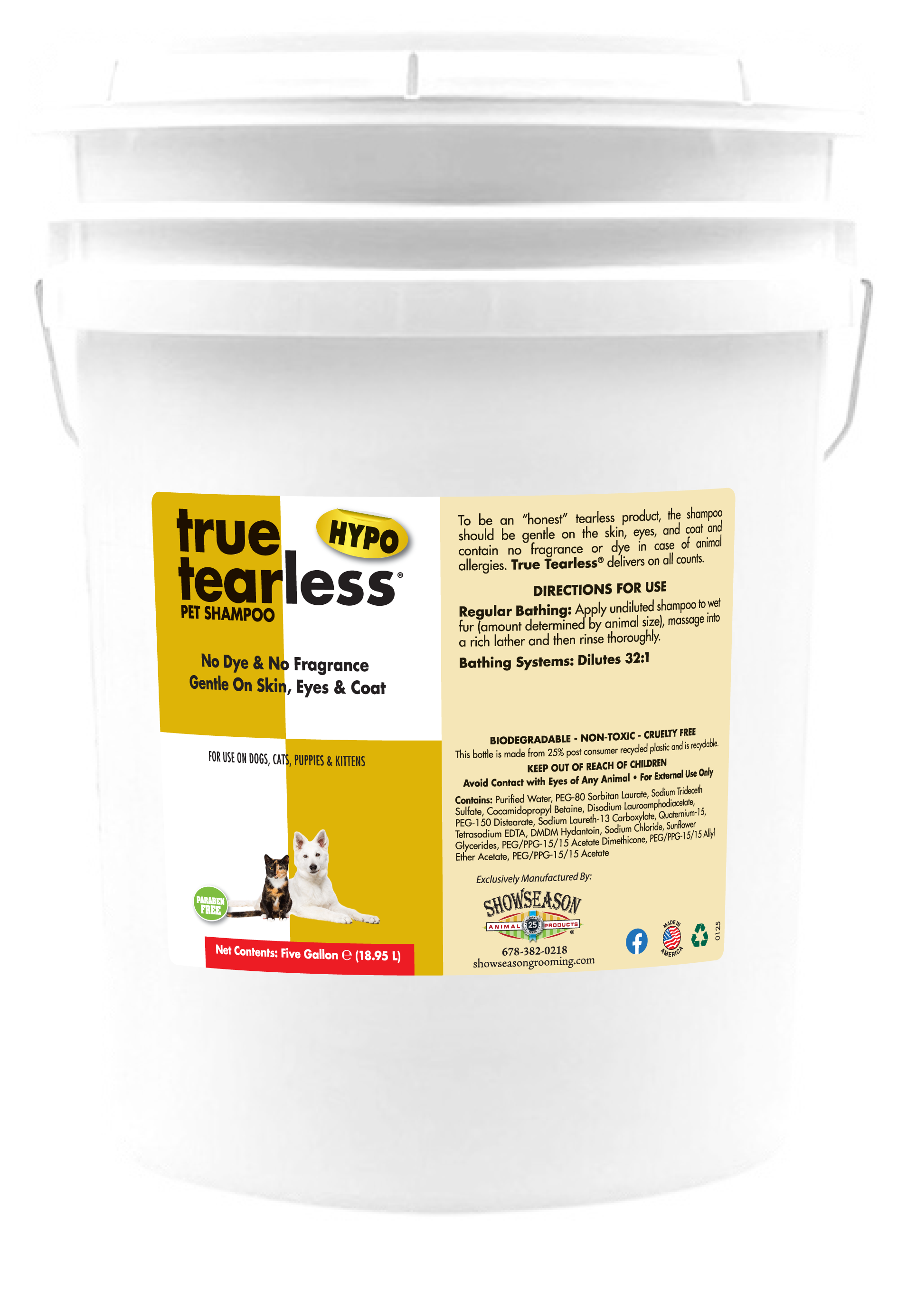 True Tearless Pet Shampoo in 5 gallon container.