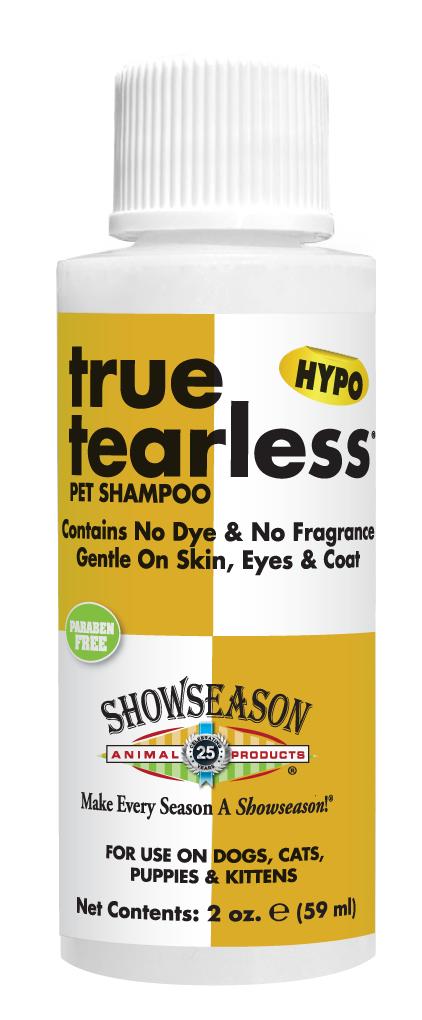 True Tearless Pet Shampoo in 2 oz bottle. 