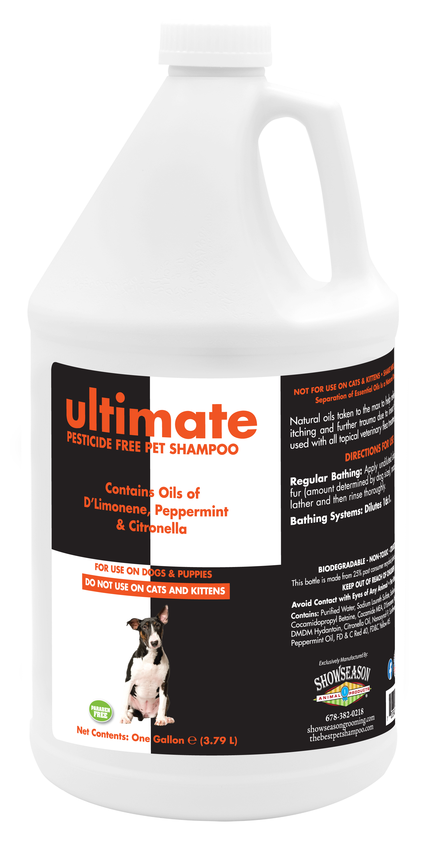 Ultimate Pesticide Pet Shampoo in 1 gallon and 1 gallon bottle. 
