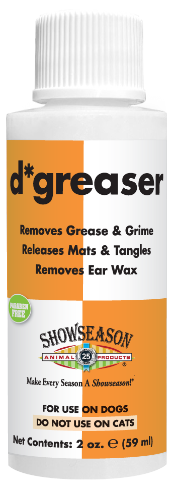 D*greaser Pet shampoo with product information and instructions in 2 ounce bottle. 