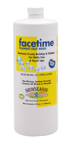 Facetime Foaming Face Wash with product information and instructions in a 32 ounce bottle.