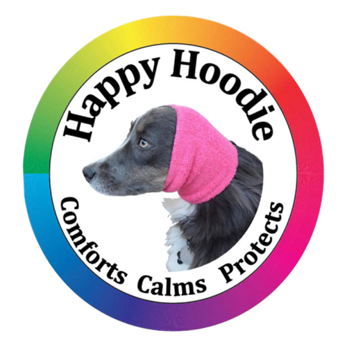 Happy Hoodie product image on a dog. 