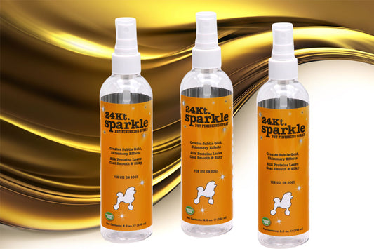 Three 24kt Sparkle pet finishing spray in 8.5 ounce pump spray bottles. 