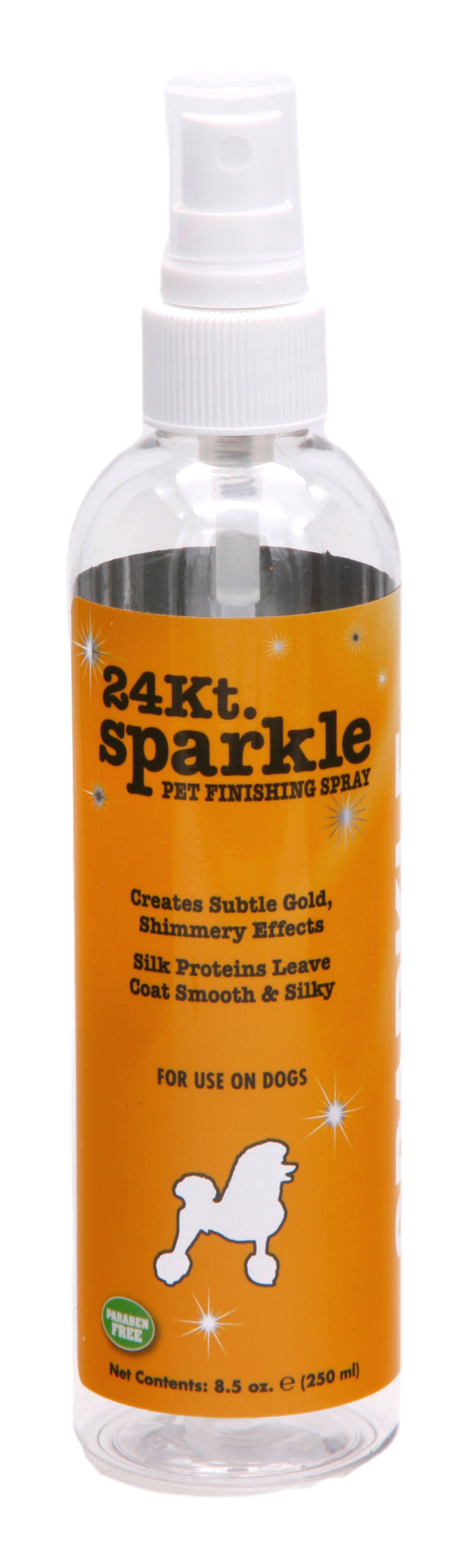 24kt Sparkle Pet Finishing Spray in 8.5 ounce bottle. 