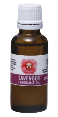 Lavender Fragrance Essential Oil blend in small brown bottle. 