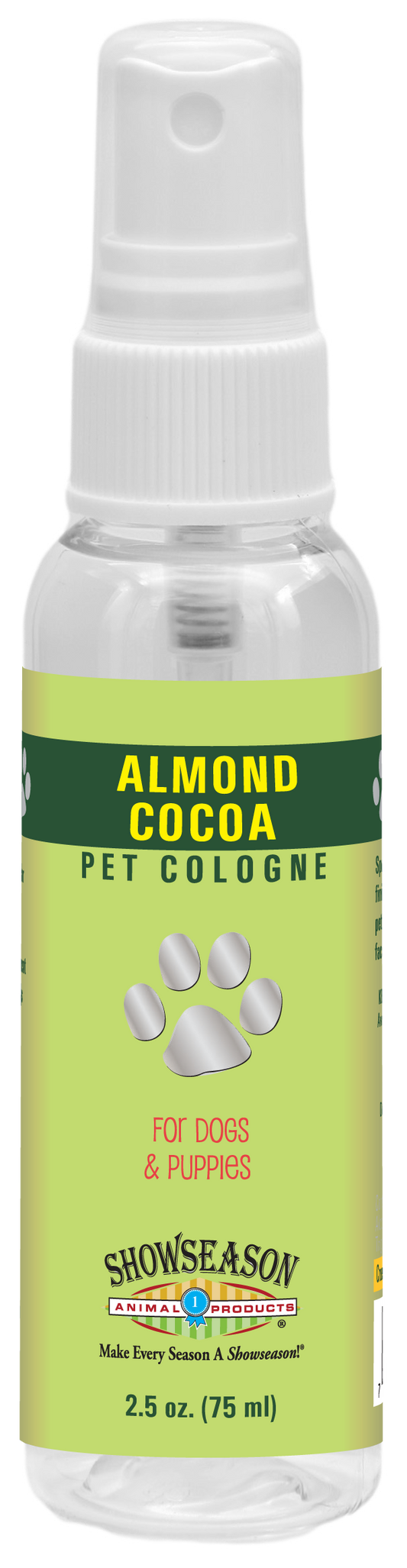 Almond Cocoa Pet Cologne in 2.5 ounce pump spray bottle. 
