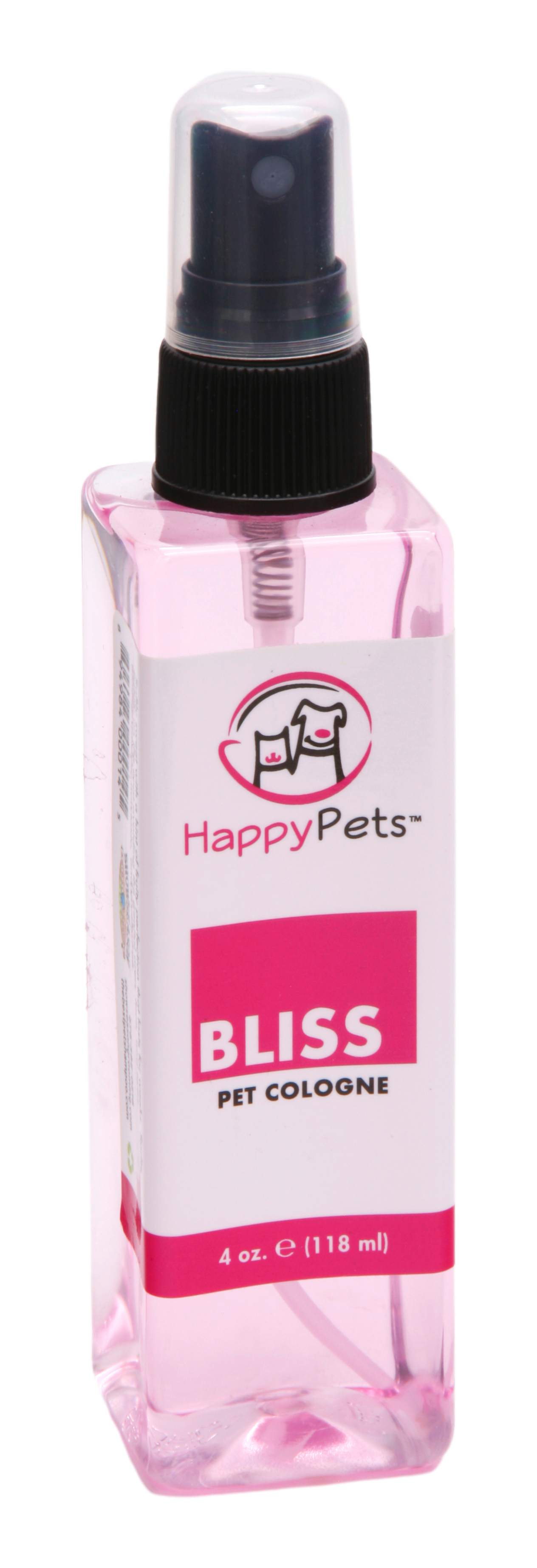 Happy Pets Bliss Cologne 4 ounce pump spray bottle. 