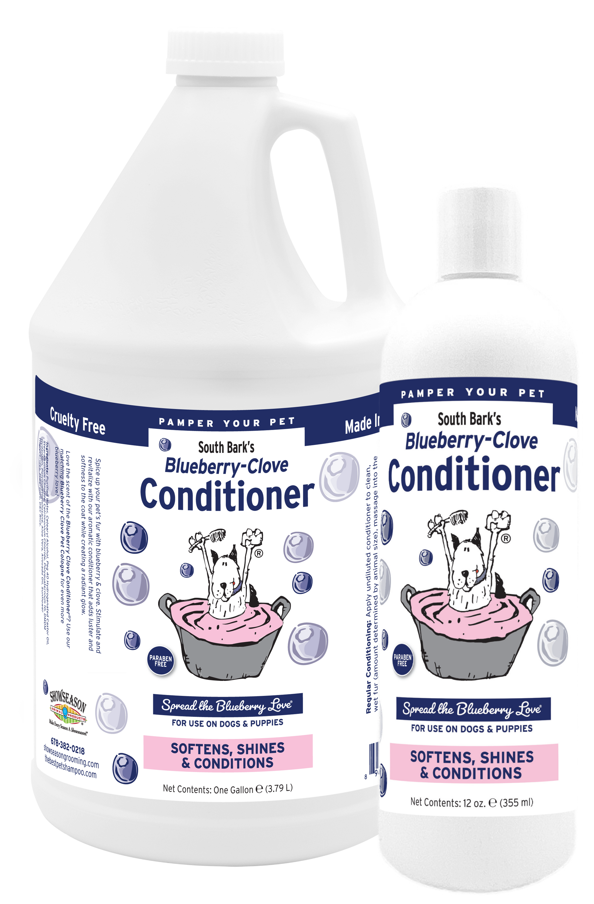 Blueberry-Clove Conditioner in one gallon and 12 ounce bottles. 