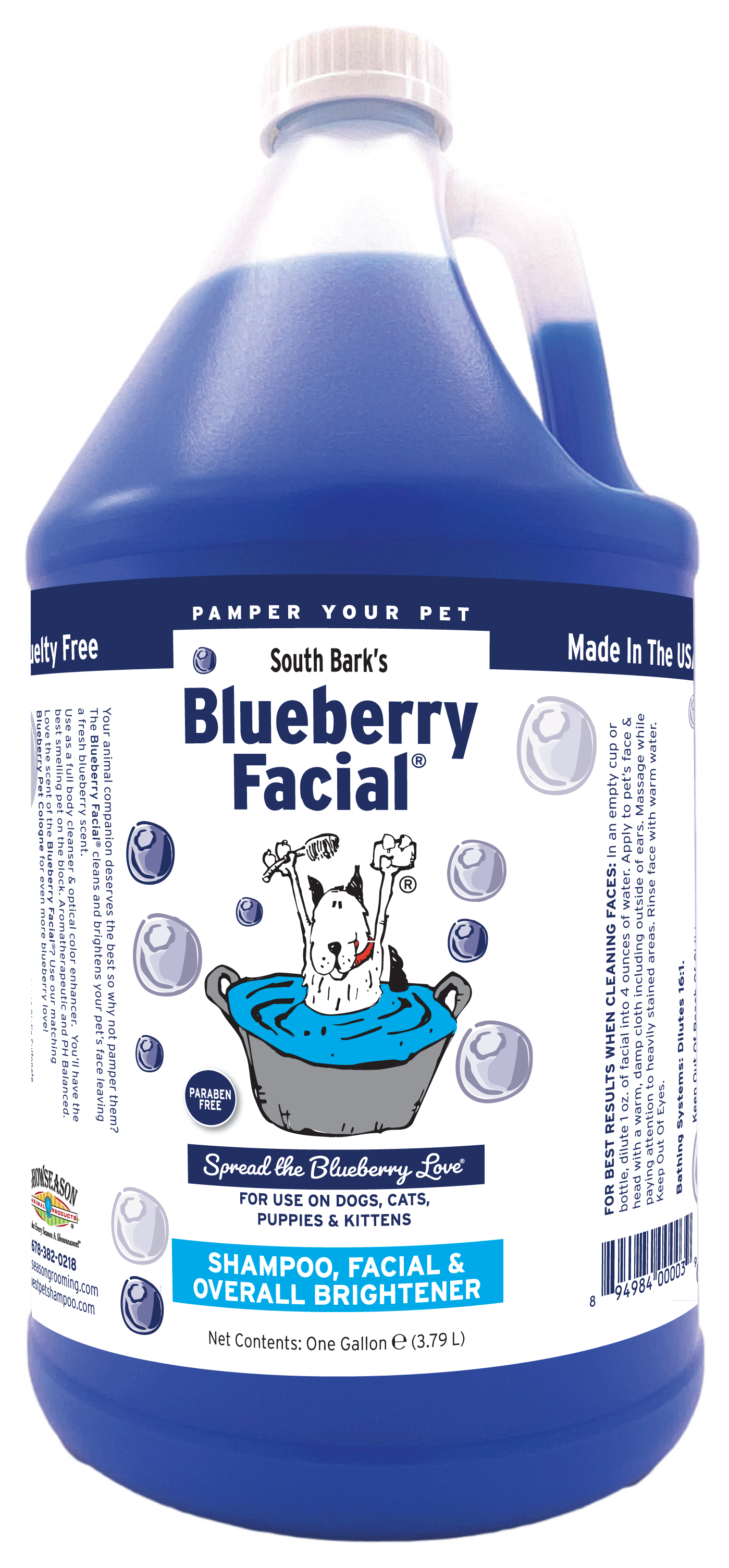 South Bark's Blueberry Facial in 1 gallon bottle. 