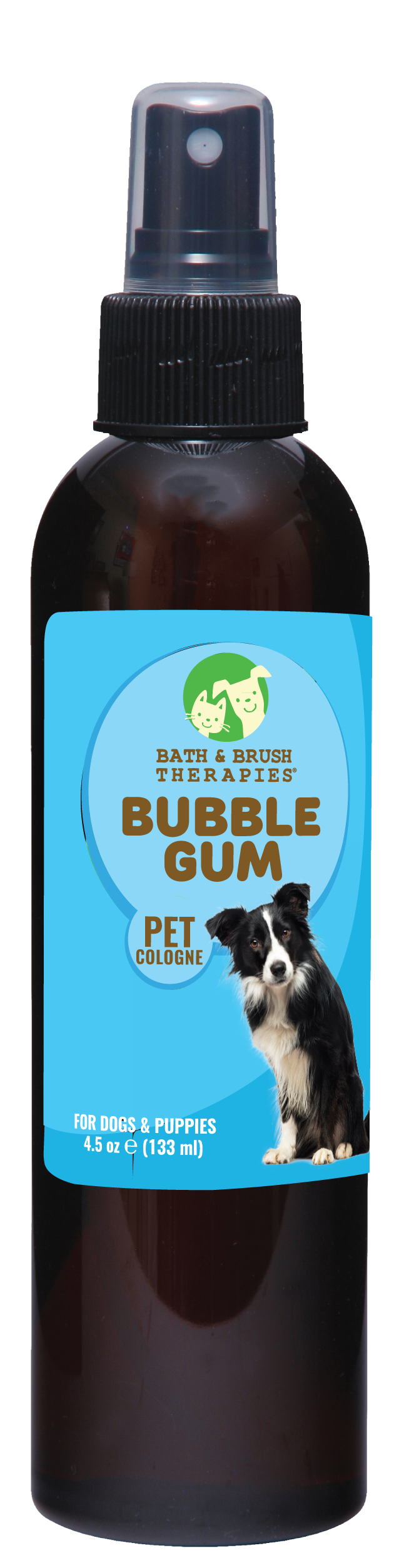 Bubble Gum Pet Cologne in 4.5 ounce pump spray bottle. 