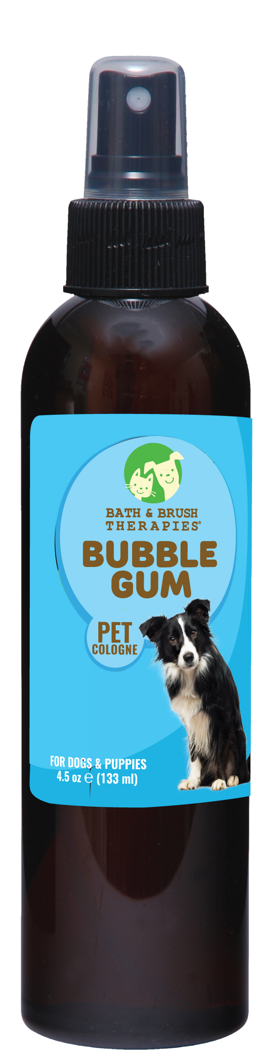 Bubble Gum Pet Cologne in 4.5 ounce pump spray bottle. 