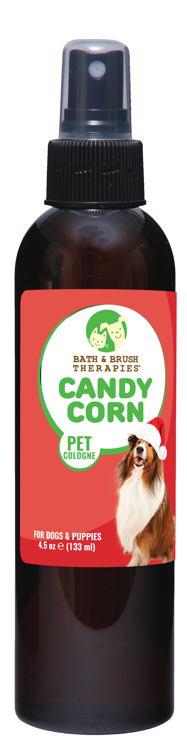Candy Corn Pet Cologne in 4.5 ounce pump spray bottle. 